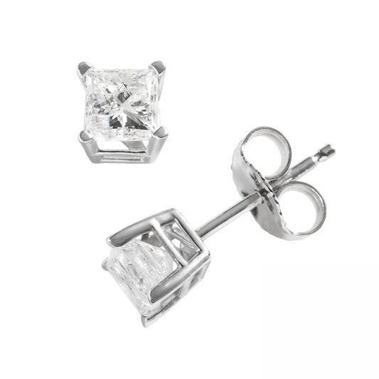 14k White Gold 3/4-ct. T.W. Princess-Cut Diamond Solitaire Earrings