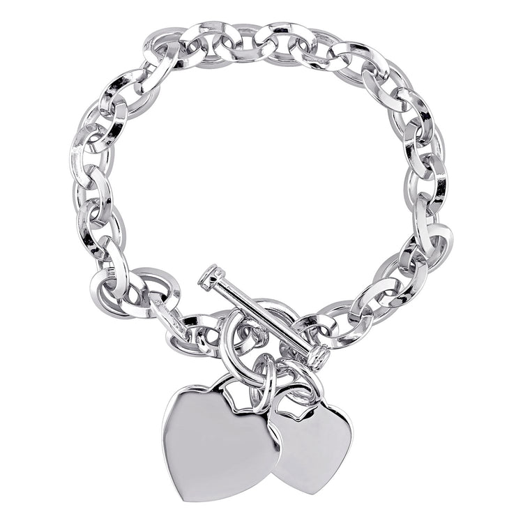 Stella Grace Sterling Silver Heart Charm Toggle Bracelet