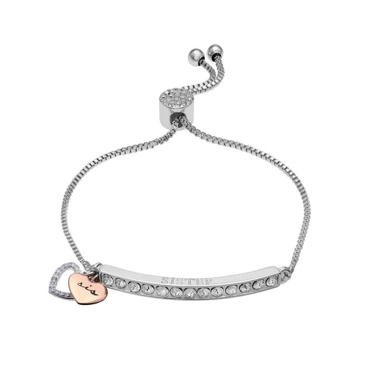 Heart Bar Bracelet with Swarovski Crystal