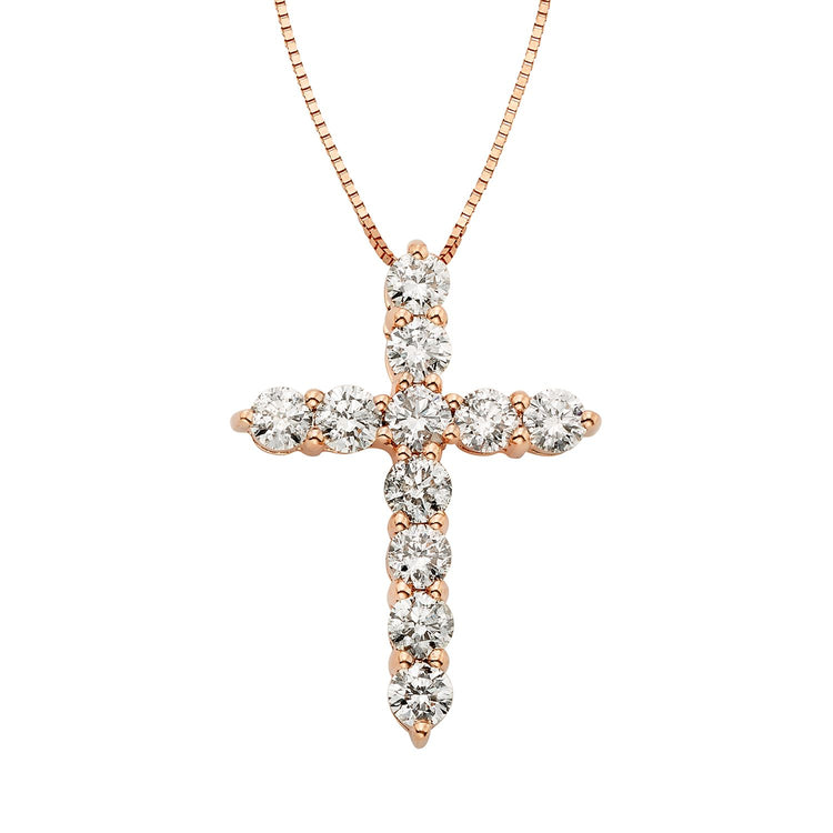 1 Carat T.W. IGL Certified Diamond 14k Gold Cross Pendant Necklace