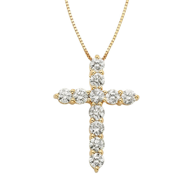 1 Carat T.W. IGL Certified Diamond 14k Gold Cross Pendant Necklace