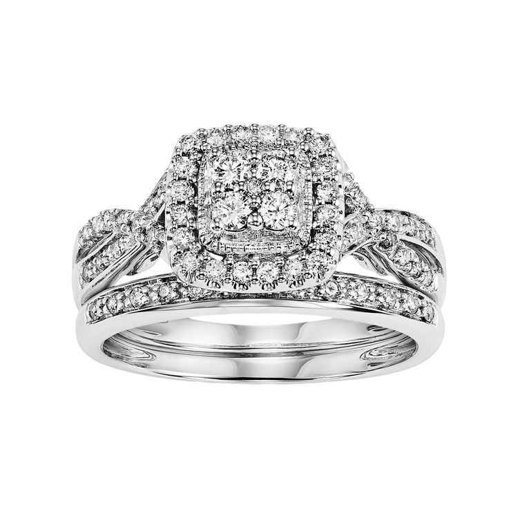 Simply Vera Vera Wang 14k Gold 1/2 Carat T.W. Certified Diamond Square Halo Engagement Ring Set