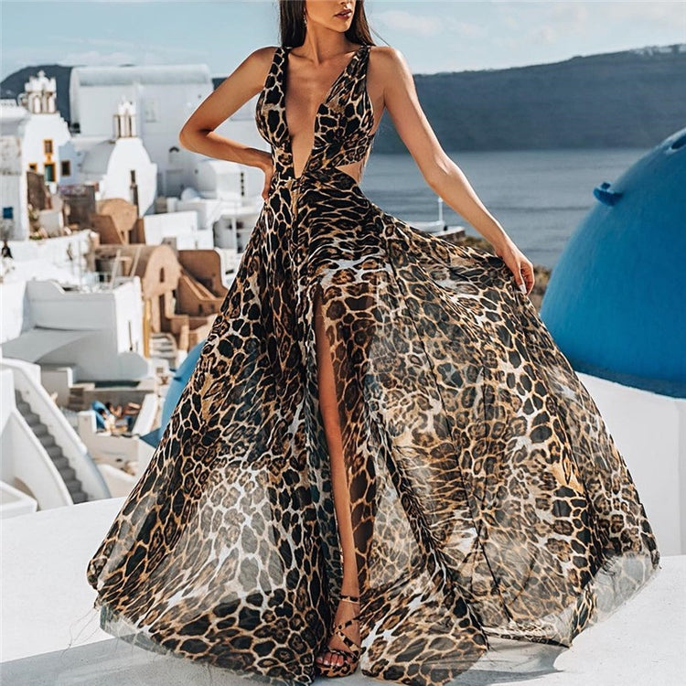 Chiffon Leopard Party Dresses